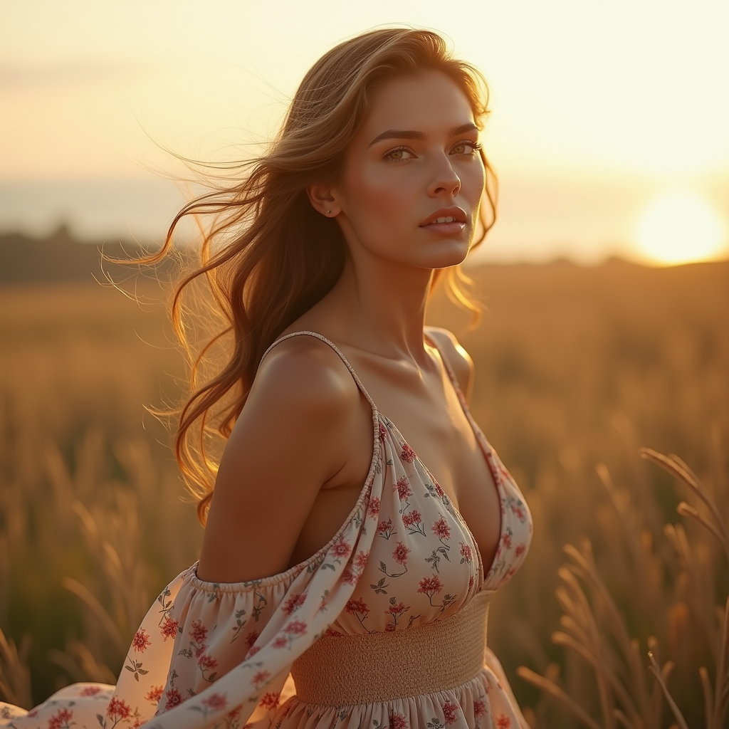 Fashion — Woman In A Flowing Floral Sundress Photography #0171 (Seedream)