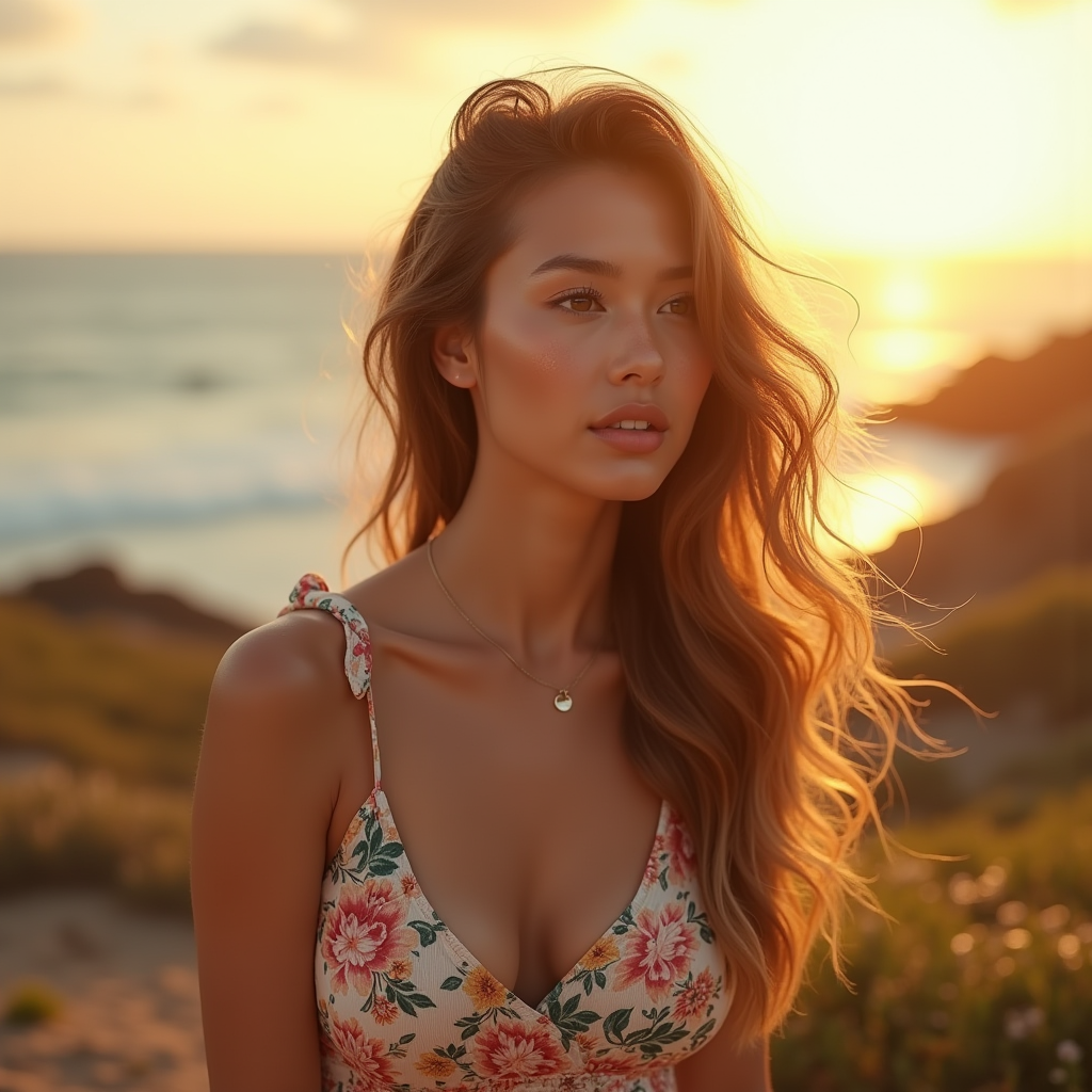 Fashion — Woman In A Flowing Floral Sundress Photography #0207 (Seedream)
