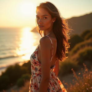 Fashion — Woman In A Flowing Floral Sundress Photography #0321 (Gemini)