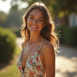 Fashion — Woman In A Flowing Floral Sundress Photography #0333 (Gemini)