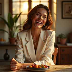 Fashion — Woman In A Tailored Ivory Blazer Photography #0085 (Ideogram)