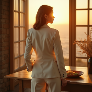 Fashion — Woman In A Tailored Ivory Blazer Photography #0097 (Ideogram)