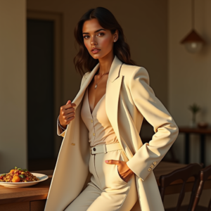 Fashion — Woman In A Tailored Ivory Blazer Photography #0103 (FLUX)