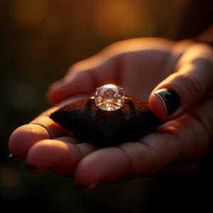 Food — Faceted Gemstone Ring Nestled In Dark Product Ads #0011 (Krea)