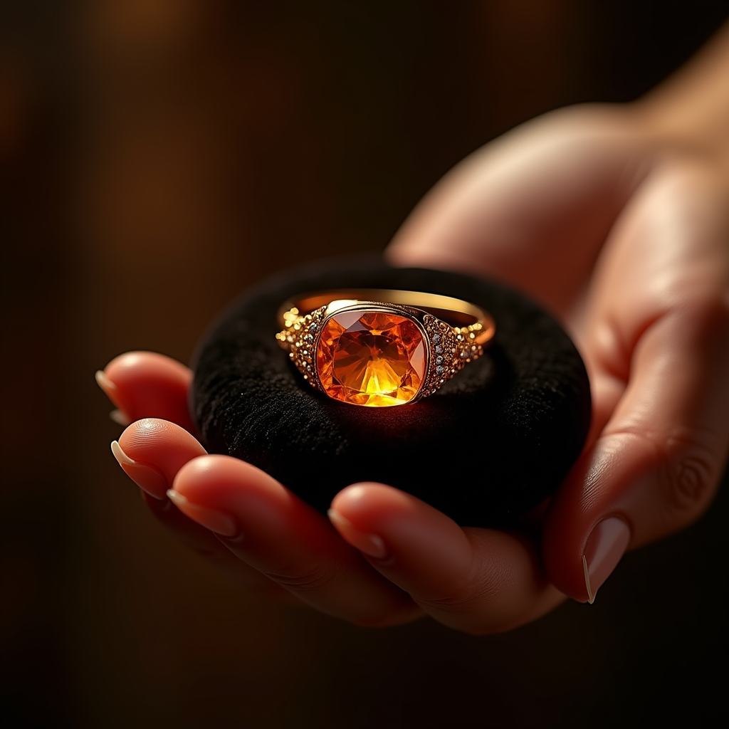 Food — Faceted Gemstone Ring Nestled In Dark Product Ads #0017 (Leonardo)