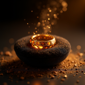 Food — Faceted Gemstone Ring Nestled In Dark Product Ads #0059 (Krea)