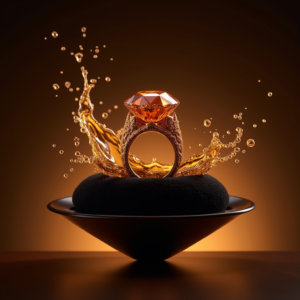 Food — Faceted Gemstone Ring Nestled In Dark Product Ads #0071 (Krea)