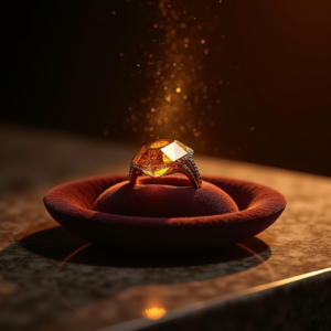 Food — Faceted Gemstone Ring Nestled In Dark Product Ads #0095 (Krea)