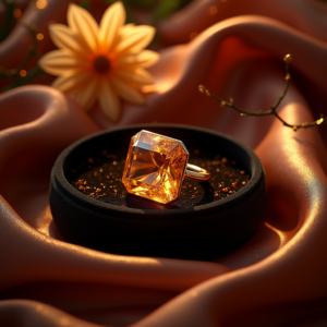 Food — Faceted Gemstone Ring Nestled In Dark Product Ads #0131 (Krea)