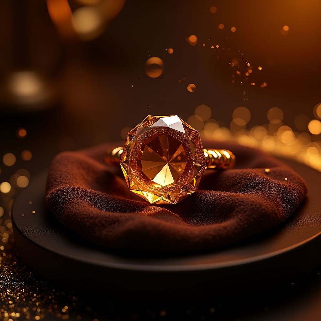 Food — Faceted Gemstone Ring Nestled In Dark Product Ads #0203 (Krea)
