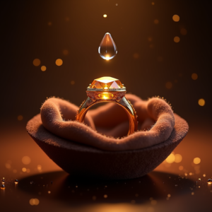 Food — Faceted Gemstone Ring Nestled In Dark Product Ads #0260 (Midjourney)