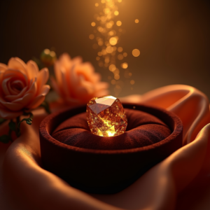 Food — Faceted Gemstone Ring Nestled In Dark Product Ads #0344 (Midjourney)