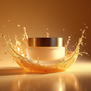 Food — Frosted-glass Cosmetics Jar With A Brushed-silver Product Ads #0056 (Midjourney)