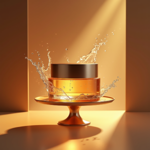 Food — Frosted-glass Cosmetics Jar With A Brushed-silver Product Ads #0068 (Midjourney)