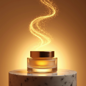 Food — Frosted-glass Cosmetics Jar With A Brushed-silver Product Ads #0092 (Midjourney)