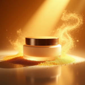 Food — Frosted-glass Cosmetics Jar With A Brushed-silver Product Ads #0164 (Midjourney)