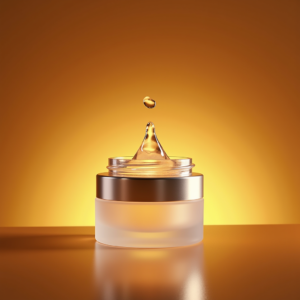 Food — Frosted-glass Cosmetics Jar With A Brushed-silver Product Ads #0188 (Midjourney)