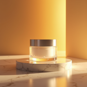 Food — Frosted-glass Cosmetics Jar With A Brushed-silver Product Ads #0299 (Krea)