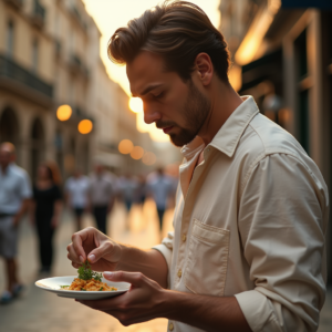 Food Photography — Man In A Relaxed Linen Shirt Photography #0020 (Firefly)