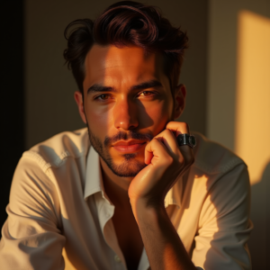 Food Photography — Man In A Relaxed Linen Shirt Photography #0044 (Firefly)