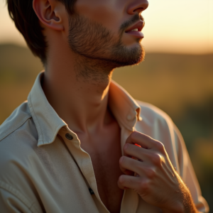 Food Photography — Man In A Relaxed Linen Shirt Photography #0068 (Firefly)
