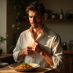Food Photography — Man In A Relaxed Linen Shirt Photography #0104 (Firefly)