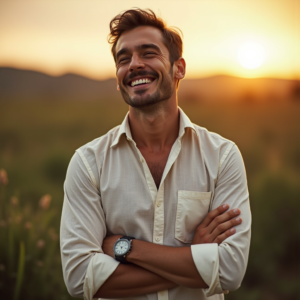 Food Photography — Man In A Relaxed Linen Shirt Photography #0158 (Midjourney)