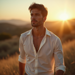 Food Photography — Man In A Relaxed Linen Shirt Photography #0182 (Midjourney)