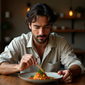 Food Photography — Man In A Relaxed Linen Shirt Photography #0275 (Leonardo)