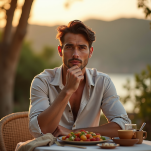 Food Photography — Man In A Relaxed Linen Shirt Photography #0299 (Leonardo)