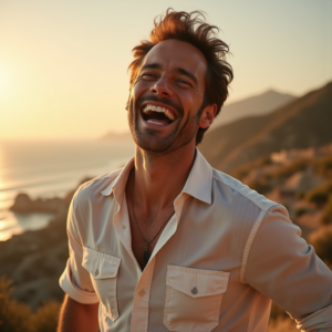 Food Photography — Man In A Relaxed Linen Shirt Photography #0305 (Krea)