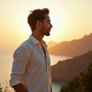 Food Photography — Man In A Relaxed Linen Shirt Photography #0317 (Krea)