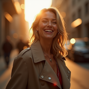 Food Photography — Model In A Structured Trench Coat Photography #0018 (Gemini)