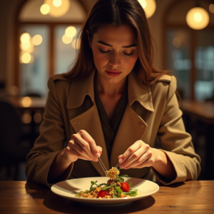 Food Photography — Model In A Structured Trench Coat Photography #0279 (Stable Diffusion)