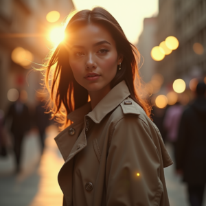 Food Photography — Model In A Structured Trench Coat Photography #0333 (Recraft)