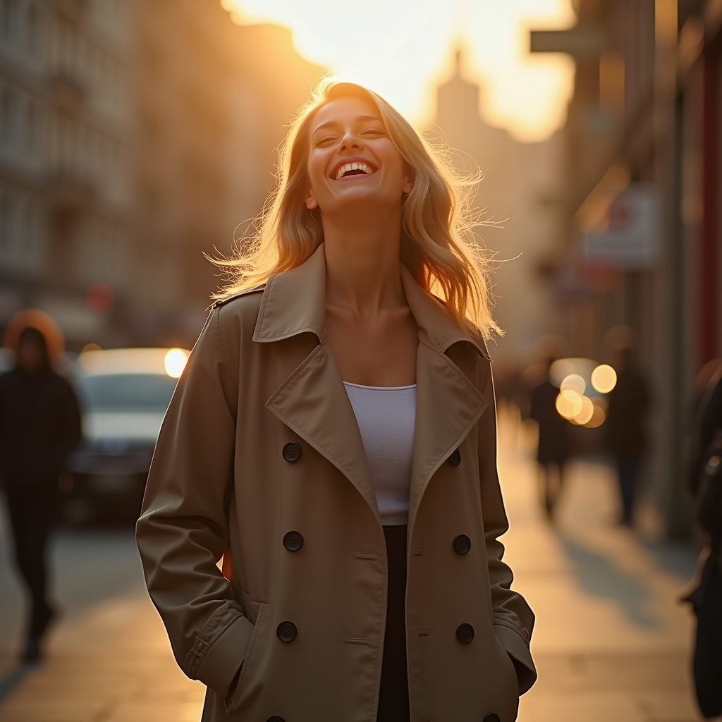 Food Photography — Model In A Structured Trench Coat Photography #0345 (Recraft)