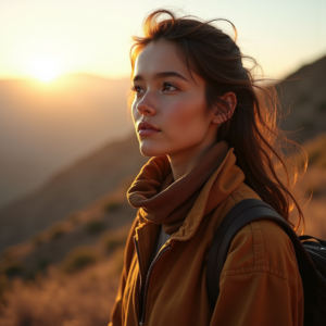 Food Photography — Traveler In Earth-toned Layers Against A Photography #0065 (Krea)