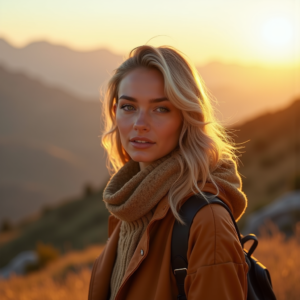 Food Photography — Traveler In Earth-toned Layers Against A Photography #0113 (Krea)