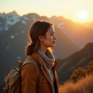 Food Photography — Traveler In Earth-toned Layers Against A Photography #0137 (Krea)