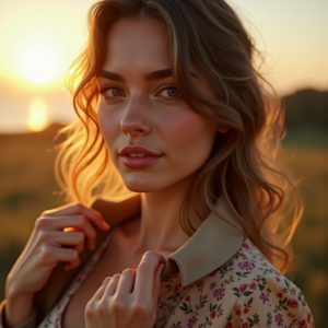 Food Photography — Woman In A Flowing Floral Sundress Photography #0069 (Recraft)