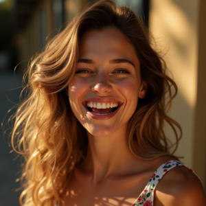 Food Photography — Woman In A Flowing Floral Sundress Photography #0234 (Gemini)