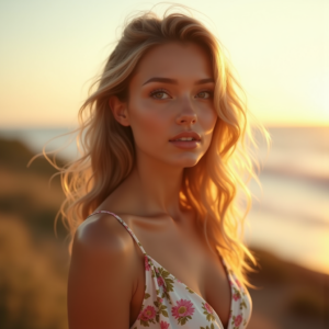 Food Photography — Woman In A Flowing Floral Sundress Photography #0246 (Gemini)