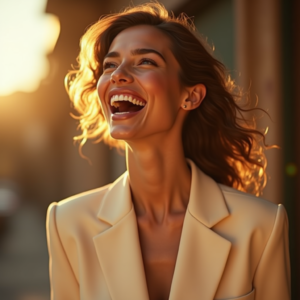 Food Photography — Woman In A Tailored Ivory Blazer Photography #0049 (Dreamina)