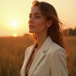 Food Photography — Woman In A Tailored Ivory Blazer Photography #0061 (Dreamina)