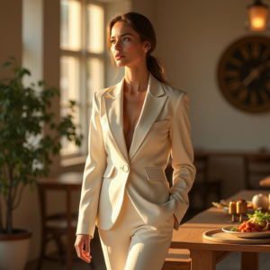 Food Photography — Woman In A Tailored Ivory Blazer Photography #0073 (Dreamina)