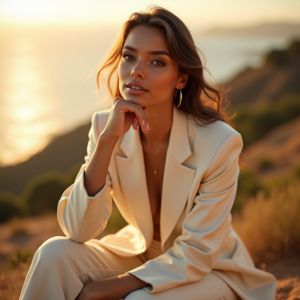 Food Photography — Woman In A Tailored Ivory Blazer Photography #0115 (ChatGPT)