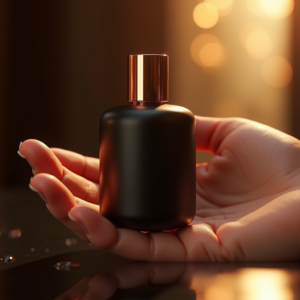 Food — Sleek Matte-black Perfume Bottle With A Product Ads #0013 (ChatGPT)