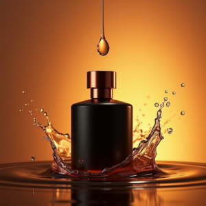 Food — Sleek Matte-black Perfume Bottle With A Product Ads #0043 (Dreamina)