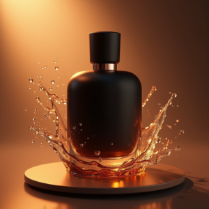 Food — Sleek Matte-black Perfume Bottle With A Product Ads #0067 (Dreamina)