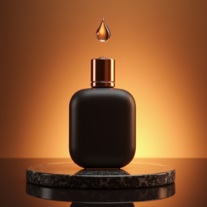 Food — Sleek Matte-black Perfume Bottle With A Product Ads #0079 (Dreamina)